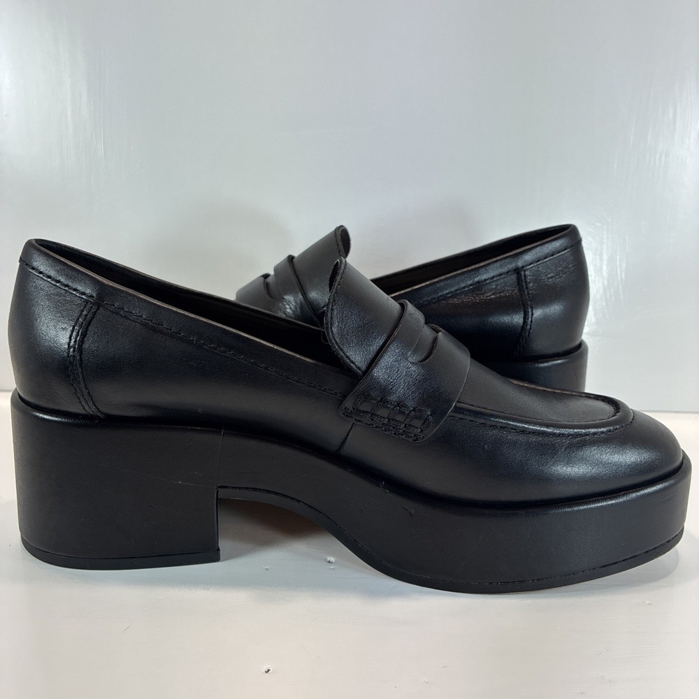 Women's 7.5 Shoes Dolce Vita Black Leather Yanni Platform Penny Loafers Mint - Picture 12 of 15